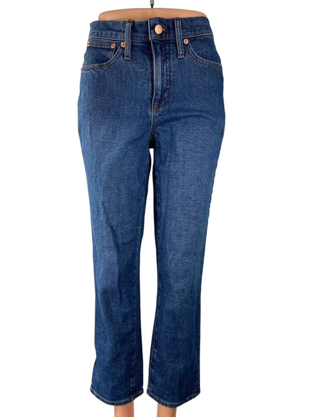 J.Crew Women's Dark Blue Wash High Rise Casual Straight Denim Jeans Pants Sz 26